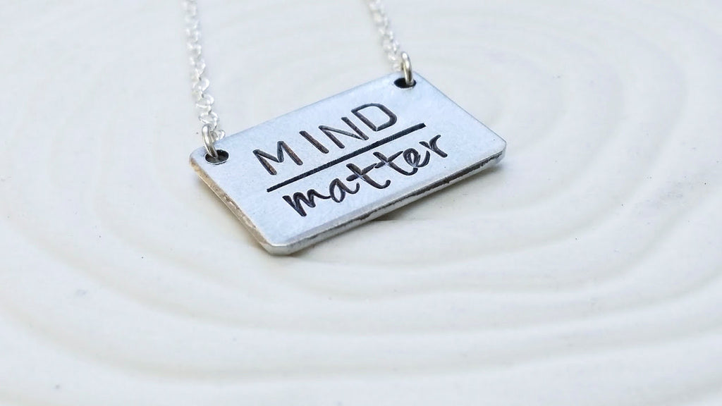 Mind Over Matter Necklace - Hand Stamped, Personalized Bar Necklace - Motivational Necklace - Custom Text Jewelry -Inspirational Jewelry