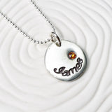 Organic Oval Necklace | Birthstone Name Necklace