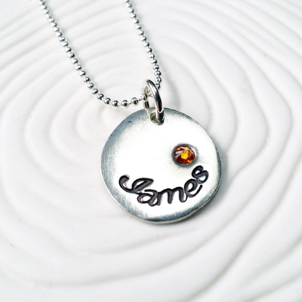 Personalized Jewelry -  Birthstone Name Necklace - Hand Stamped Mother's Birthstone Necklace - Gift for Her - Gift for New Mom -
