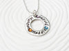Mother's Necklace - Hand Stamped, Personalized Birthstone Washer Necklace - Grandmother's Necklace - Gift for Her - Child's Name Necklace