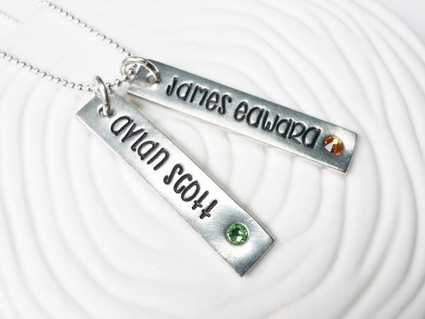 Hand Stamped Mother's Birthstone Necklace - Personalized Jewelry - Stamped Name and Birthstone Necklace - Mommy Jewelry - Gift for Her
