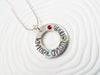 Birthstone Washer Necklace | Children's Name Jewelry | Mother's Necklace