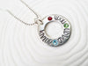 Birthstone Washer Necklace | Children's Name Jewelry | Mother's Necklace