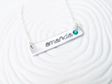 ID Bar Necklace with Birthstone | Name Necklace | Mother's Necklace