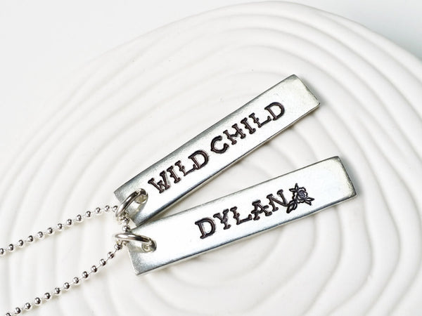 Wild Child - Tattoo Jewelry - Personalized Jewelry - Hand Stamped Mother's Necklace -Tattooed Mom - Inked Jewelry - Tattoo Rose