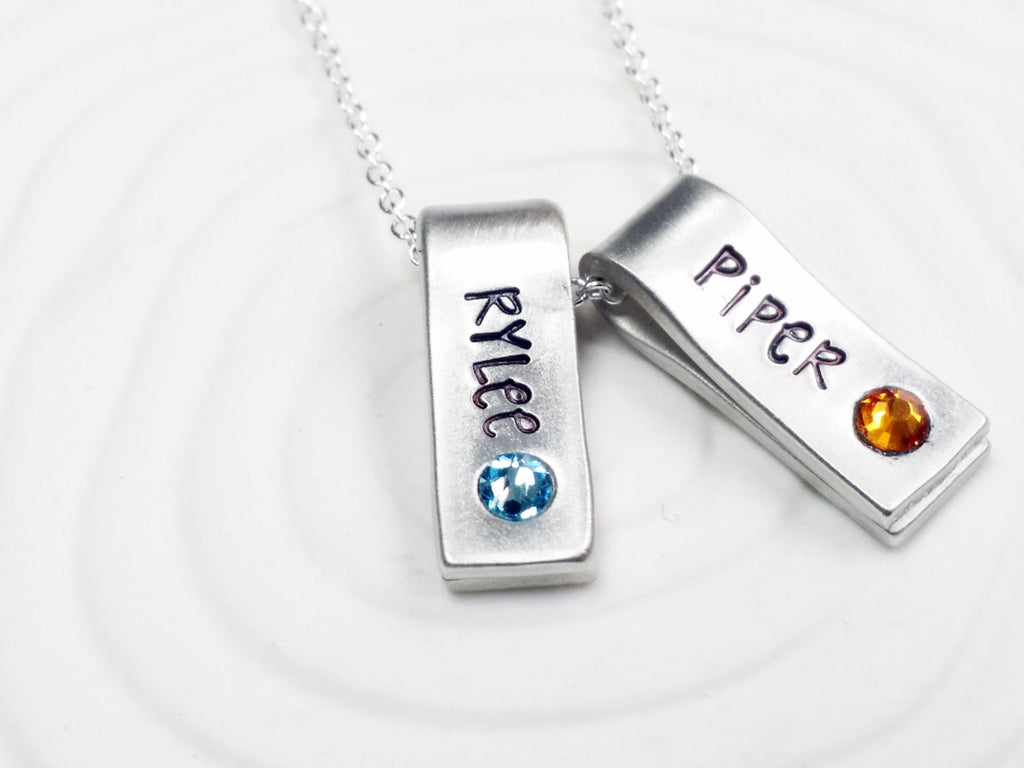 Hand Stamped Mother's Necklace - Personalized Jewelry - Birthstone Name Necklace - Birthstone Jewelry - Mother's Jewelry - Gift for Mom