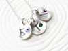 Concave Disc Initial Necklace | Birthstone Jewelry
