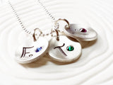Concave Disc Initial Necklace | Birthstone Jewelry