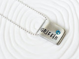 Fold Over Name Tag Necklace | Birthstone Name Jewelry
