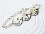 Personalized Name and Birthstone Bracelet | Grandmother's Bracelet | Hand Stamped Jewelry