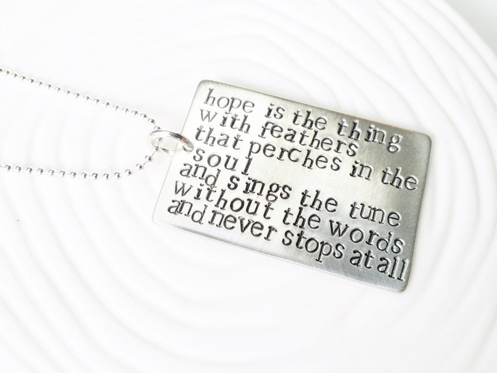 Literary Quote or Poetry Verse - Hand Stamped Personalized Jewelry - Custom Quote Necklace - Personalized Text Necklace - Gift for Her