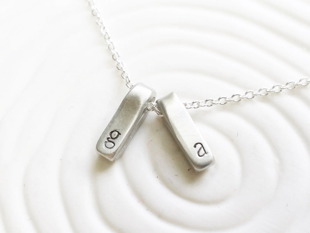 Itty Bitty Jewelry - Delicate Personalized Jewelry - Hand Stamped Dainty Folded Rectangle Necklace - Dainty Initial Necklace - Gift for Her