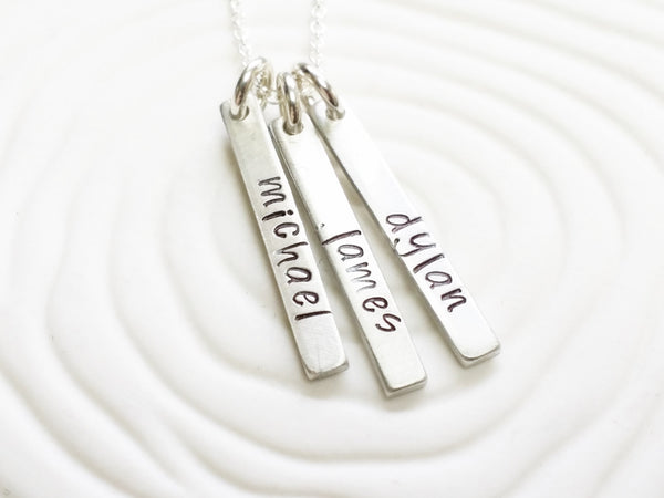 Itty Bitty Jewelry - Delicate Personalized Jewelry - Hand Stamped Dainty Rectangle Necklace - Dainty Name Necklace - Mother's Necklace