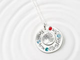 Family Tree Necklace | Name and Birthstone Jewelry | Grandmother or Mother's Gift