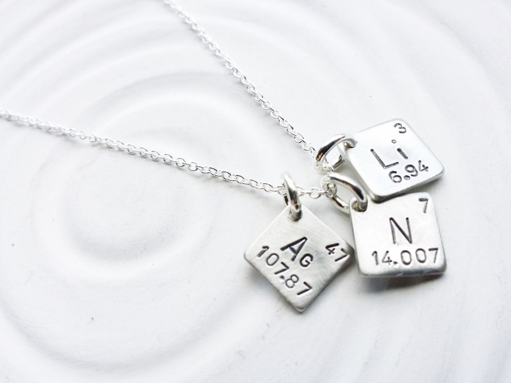 Itty Bitty Jewelry - Periodic Table Element Necklace - Hand Stamped, Personalized Jewelry - Spell with Elements - Science Gift -Geek Gift