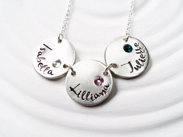 Birthstone Mother's Necklace - Personalized Jewelry- Stamped Name Necklace - Child's Name Necklace - Gift for Mom - Grandmother Necklace