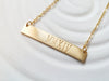 Gold Tone Bar Necklace -Hand Stamped -Personalized Jewelry -Mother's Necklace -ID Bar Necklace -Roman Numeral Necklace -Gift For Her