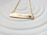 Birthstone Bar Necklace | Gold Tone Name and Birthstone Bar | Personalized Jewelry
