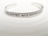 I Love Shoes Booze and Men With Tattoos Cuff Bracelet | Tattoo Text Cuff