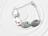 Oval Birthstone Name Charm Bracelet | Mother's Bracelet | Grandmother's Bracelet