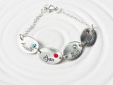 Oval Birthstone Name Charm Bracelet | Mother's Bracelet | Grandmother's Bracelet