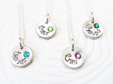 Button Necklace | Name and Birthstone Necklace | Repurposed Pewter Button Jewelry