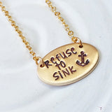 Refuse to Sink | Oval Bar Necklace | Silver or Gold Tone