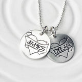 Tattoo Heart Banner Necklace | Small Size | Mother's Necklace