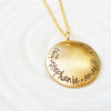 Family Names Necklace | Domed Gold Tone Necklace