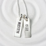 Tiny Rectangle Tag Necklace - Hand Stamped - Personalized Jewelry - Name Necklace - Mother's Necklace - Name Tag Necklace - Mother's Day