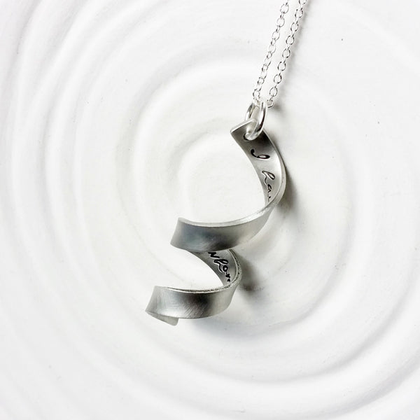 Secret Message Necklace - Hand Stamped, Personalized Custom Text  Swirled Spiral Necklace - Message Jewelry - Secret Message - Gift for Her