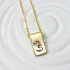 Fold Over Initial Charm Necklace | Birthstone Initial | Gold Tone