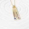 Birthstone Name Tag Necklace | Gold Tone Bars with Name and Birthstones