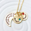 I Love You To The Moon & Back | Birthstone Necklace | Gold Tone Moon