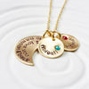 I Love You To The Moon & Back | Birthstone Necklace | Gold Tone Moon