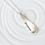 Elongated Teardrop Pendant | Sterling Silver Mother's Necklace
